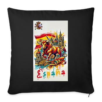 Spain bull Espana flag - Sofa pillowcase 17,3'' x 17,3'' (45 x 45 cm) - black - Front