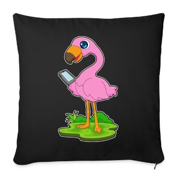 Flamingo Smartphone - Housse de coussin décorative 45 x 45 cm - noir - Devant