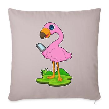 Flamingo Smartphone - Sofa pillowcase 17,3'' x 17,3'' (45 x 45 cm) - light taupe - Front