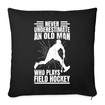 Field hockey grandpa - Sofa pillowcase 17,3'' x 17,3'' (45 x 45 cm) - black - Front