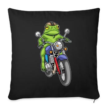 Moto Frog - Housse de coussin décorative 45 x 45 cm - noir - Devant