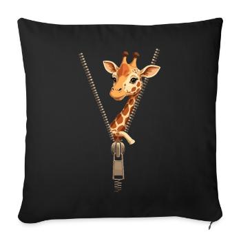 Girafe amusante avec fermeture éclair - Housse de coussin décorative 45 x 45 cm - noir - Devant