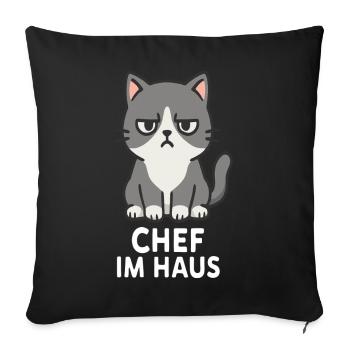 Cat with grumpy expression - Sofa pillowcase 17,3'' x 17,3'' (45 x 45 cm) - black - Front