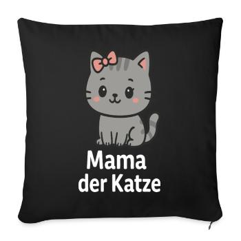 Illustration d'une jolie maman chat - Housse de coussin décorative 45 x 45 cm - noir - Devant