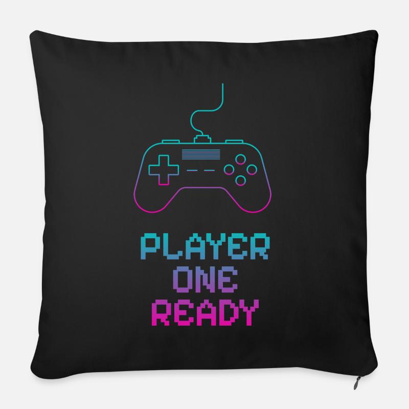 Neon Gaming Controller Design - Sofakissenbezug 45 x 45 cm - Schwarz