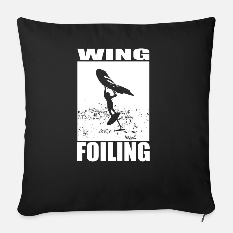 Wing Foiling Motiv - Sofakissenbezug 45 x 45 cm - Schwarz