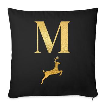 Letter m golden deer - gift idea - Sofa pillowcase 17,3'' x 17,3'' (45 x 45 cm) - black - Front
