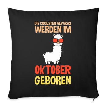 October Birthday Alpaca Saying Funny - Sofa pillowcase 17,3'' x 17,3'' (45 x 45 cm) - black - Front