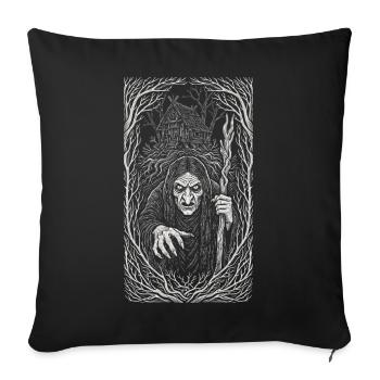 Baba Yaga Art populaire slave sombre - Housse de coussin décorative 45 x 45 cm - noir - Devant