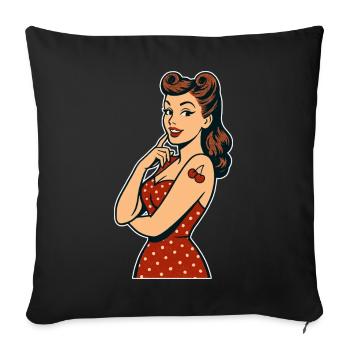 Cadeau rétro des rouleaux de victoire pin-up rockabilly - Housse de coussin décorative 45 x 45 cm - noir - Devant