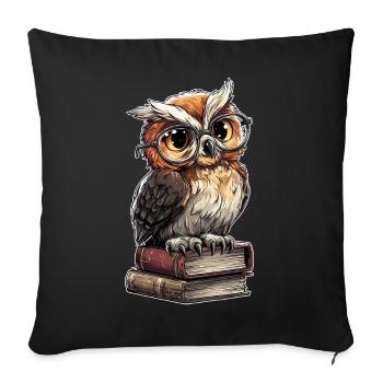 Club de lecture humoristique Owl Wise Stack Librarian - Housse de coussin décorative 45 x 45 cm - noir - Devant