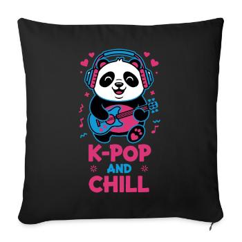 K-POP AND CHILL Cute Korean Kpop Music Panda - Sofa pillowcase 17,3'' x 17,3'' (45 x 45 cm) - black - Front