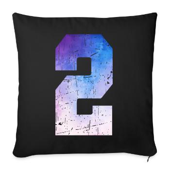 numéro 2 – Cadeau anniversaire 2 ans - Housse de coussin décorative 45 x 45 cm - noir - Devant