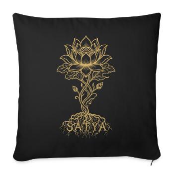 Racines du Mandala du Lotus d’Or - Housse de coussin décorative 45 x 45 cm - noir - Devant