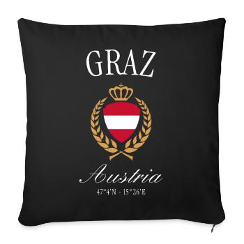 Graz Österreich Wappen Krone – Reise Souvenir - Sofakissenbezug 45 x 45 cm - Schwarz - Vorne