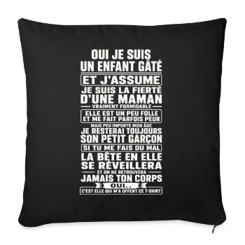 Fils Cadeau humour personnalisé - Housse de coussin décorative 45 x 45 cm - noir - Devant