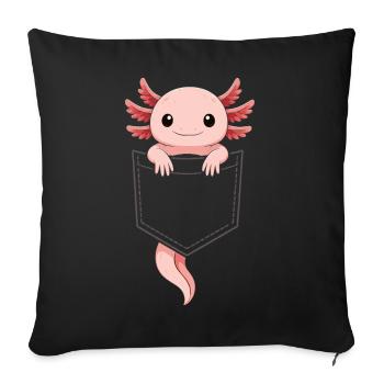 Mignon Axolotl qui sort de sa poche - Housse de coussin décorative 45 x 45 cm - noir - Devant