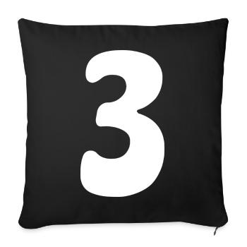 Three: Minimalist Numeral 3 | Third Party - Sofa pillowcase 17,3'' x 17,3'' (45 x 45 cm) - black - Front