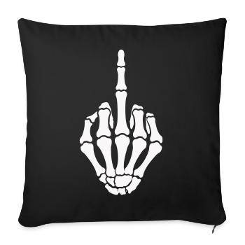skull-hand_mittelfinger- - Sofakissenbezug 45 x 45 cm - Schwarz - Vorne