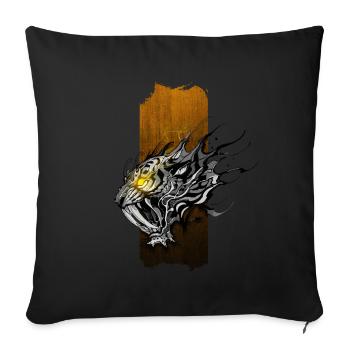 Inferno's Roar: Saber-Toothed Tiger with Glowing Y - Sofa pillowcase 17,3'' x 17,3'' (45 x 45 cm) - black - Front
