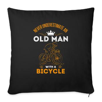 Cadeau Vieil Homme Vélo De Route Vélo Opa Opi - Housse de coussin décorative 45 x 45 cm - noir - Devant