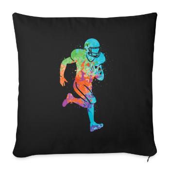 Football américain Sports Hommes Garçons Football - Housse de coussin décorative 45 x 45 cm - noir - Devant