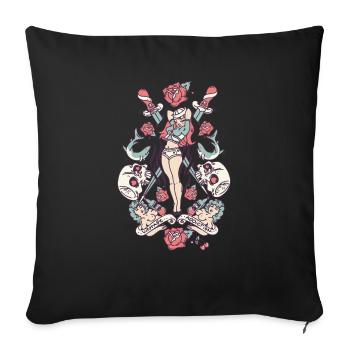 woman tattoo - Sofa pillowcase 17,3'' x 17,3'' (45 x 45 cm) - black - Front