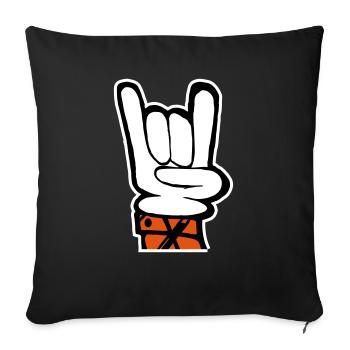 Fourchette à main rock français - Housse de coussin décorative 45 x 45 cm - noir - Devant