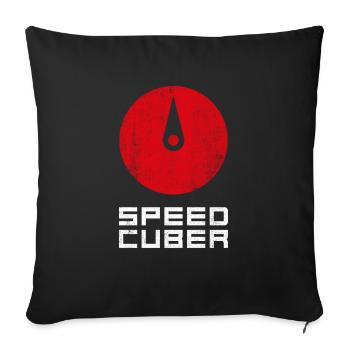 SPEEDCUBER clock. Cubing-Cube-Cuber-Speedcubing - Sofa pillowcase 17,3'' x 17,3'' (45 x 45 cm) - black - Front