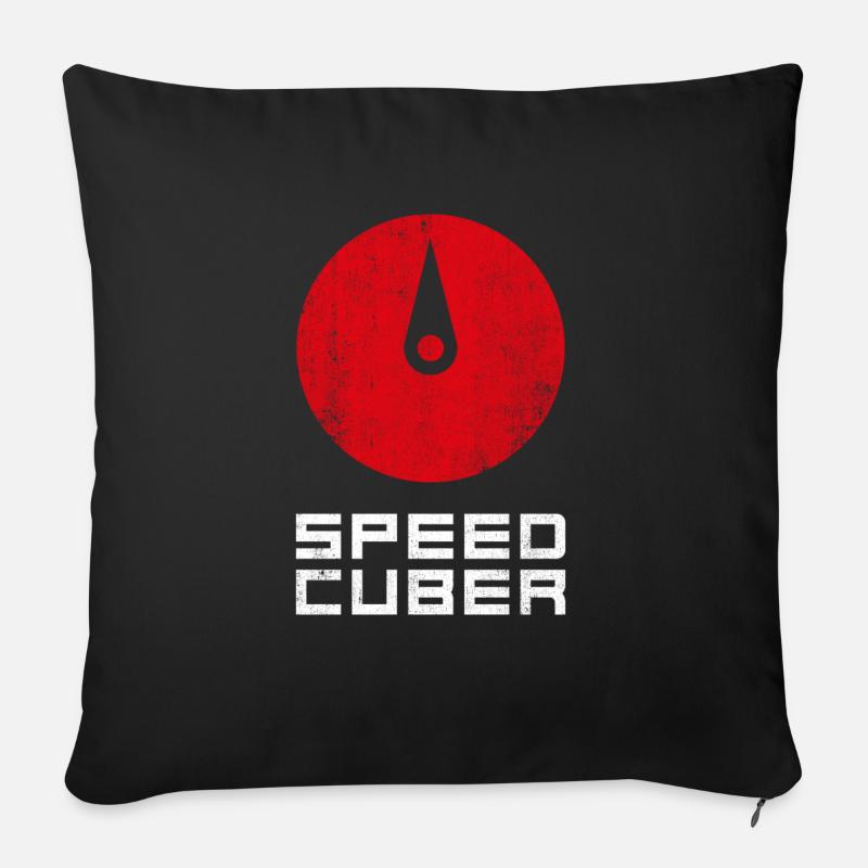SPEEDCUBER Uhr. Cubing-Cube-Cuber-Speedcubing - Sofakissenbezug 45 x 45 cm - Schwarz