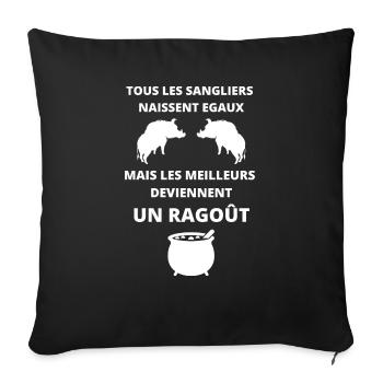 TOUS LES SANGLIERS NAISSENT EGAUX MAIS… etc - Housse de coussin décorative 45 x 45 cm - noir - Devant