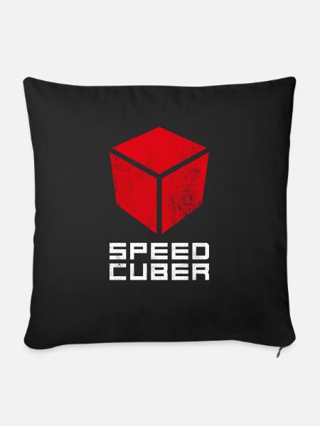SPEEDCUBER CUBE. Cubing-Cube-Cuber-Speedcubing - Sofakissenbezug 45 x 45 cm - Schwarz
