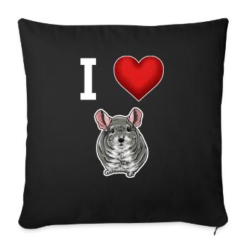 J’aime mon rongeur Chinchilla Petit animal - Housse de coussin décorative 45 x 45 cm - noir - Devant