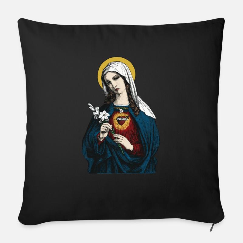 Blessed Virgin Mary with her immaculate heart - Sofa pillowcase 17,3'' x 17,3'' (45 x 45 cm) - black