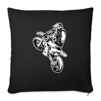 Supermoto / Supermotard / Supermoto Wheelie - Sofa pillowcase 17,3'' x 17,3'' (45 x 45 cm) - black - Front