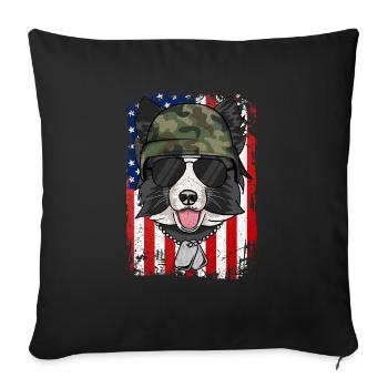 BORDER COLLIE - Sofa pillowcase 17,3'' x 17,3'' (45 x 45 cm) - black - Front