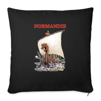 NORMANDY creation Louis RUNEMBERG © Adagp - Sofa pillowcase 17,3'' x 17,3'' (45 x 45 cm) - black - Front