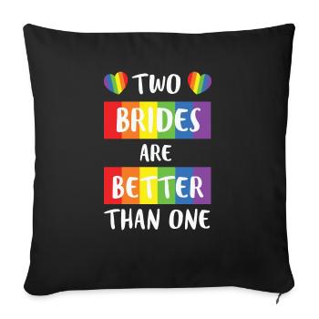 LBGT Flag Gay Pride Humain Deux mariées mieux que - Housse de coussin décorative 45 x 45 cm - noir - Devant