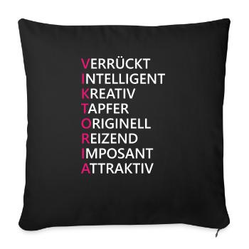Viktoria Name Geschenk - Sofakissenbezug 45 x 45 cm - Schwarz - Vorne