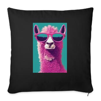 Lama Pink Glasses - Sofa pillowcase 17,3'' x 17,3'' (45 x 45 cm) - black - Front