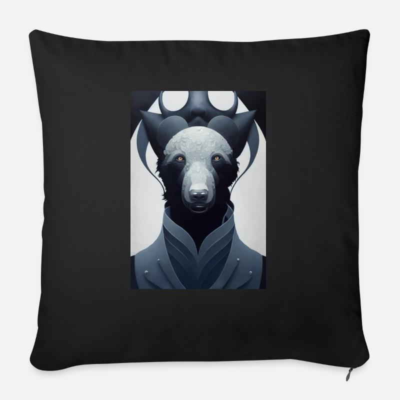 Panda Bear Polar Bear Comic Portrait - Housse de coussin décorative 45 x 45 cm - noir