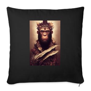 Affe König Krieger - Sofakissenbezug 45 x 45 cm - Schwarz - Vorne