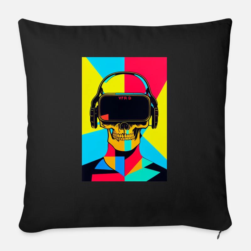 Crâne de Popart - Housse de coussin décorative 45 x 45 cm - noir
