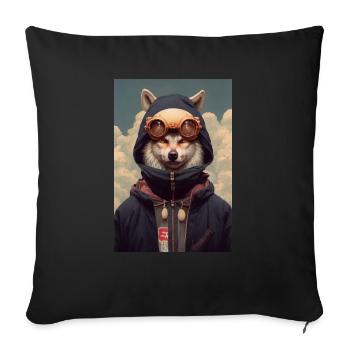 Wolf Mask Flyer - Sofa pillowcase 17,3'' x 17,3'' (45 x 45 cm) - black - Front