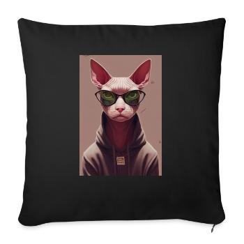 Sphynx Katze - Sofakissenbezug 45 x 45 cm - Schwarz - Vorne
