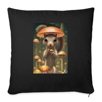 Squirrels Hiking Mushroom Forest - Sofa pillowcase 17,3'' x 17,3'' (45 x 45 cm) - black - Front