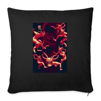Guerrier japonais Hannya Yakuza Judo Karaté - Housse de coussin décorative 45 x 45 cm - noir - Devant