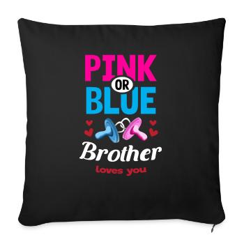 Pink or Blue Brother Loves You Gender Reveal Party - Housse de coussin décorative 45 x 45 cm - noir - Devant