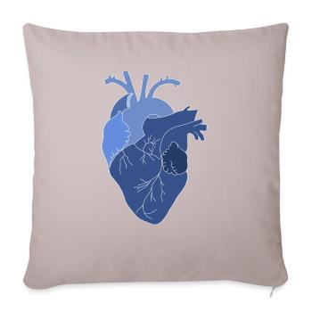 anatomisches Herz, Outline weiß - Sofakissenbezug 45 x 45 cm - helles Taupe - Vorne