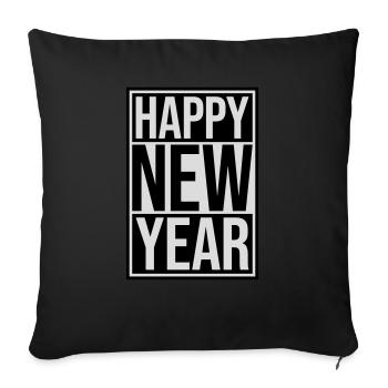 Citation Bonne année - Housse de coussin décorative 45 x 45 cm - noir - Devant